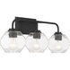 Baldwin 3 Light 24 inch Matte Black Bathroom Vanity Light Wall Light, Lighting One