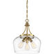 Octave 3 Light 15 inch Warm Brass Pendant Ceiling Light, Essentials