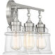 Fuller 3 Light 24 inch Satin Nickel Bathroom Vanity Light Wall Light, Lighting One