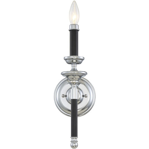 Davidson 1 Light 5 inch Matte Black with Polished Chrome Accents Wall Sconce Wall Light