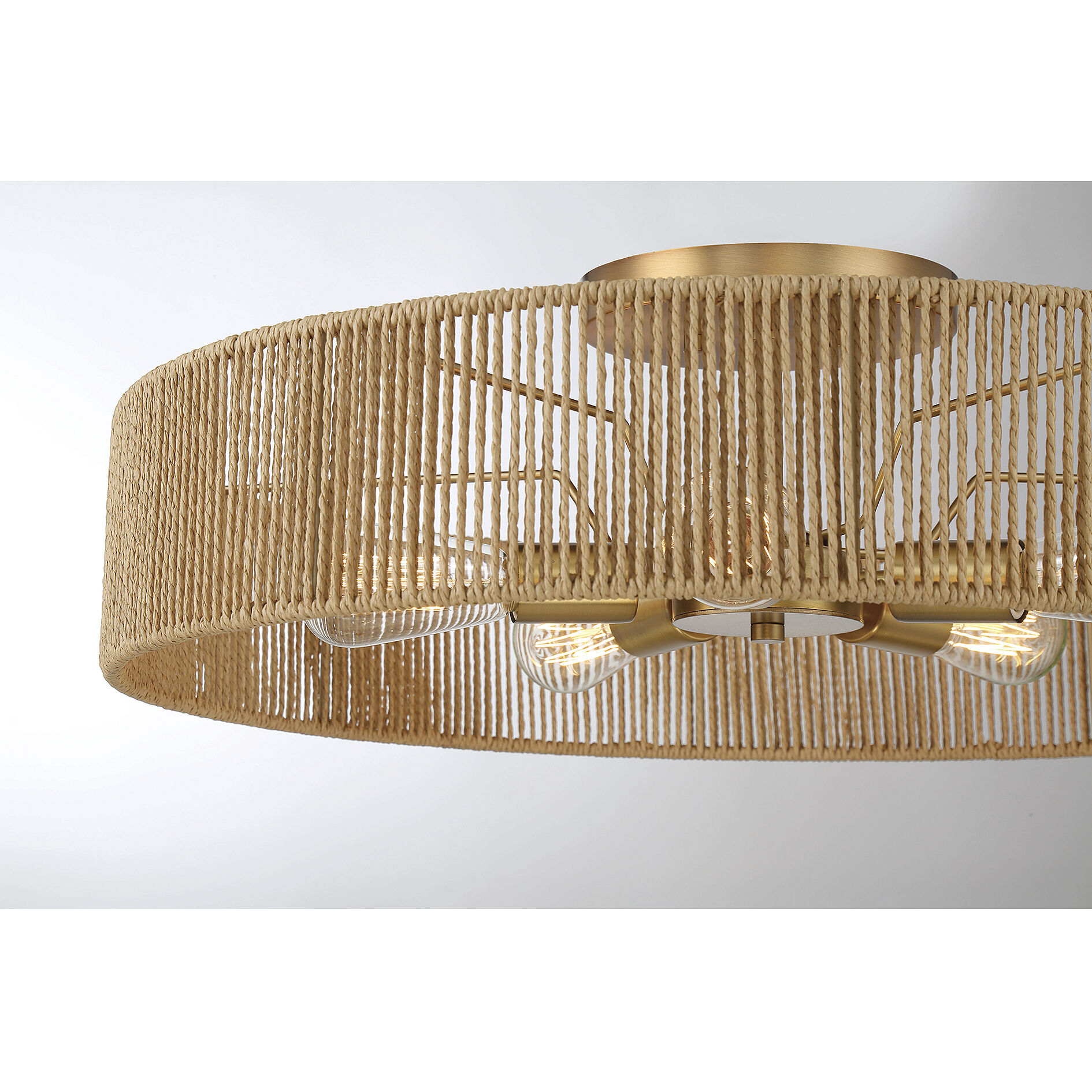 Savoy House 6 1682 5 320 Ashe 5 Light 24 inch Warm Brass and Rope Semi Flush Ceiling Light
