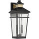 Kingsley 2 Light 20.25 inch Matte Black with Warm Brass Outdoor Wall Lantern