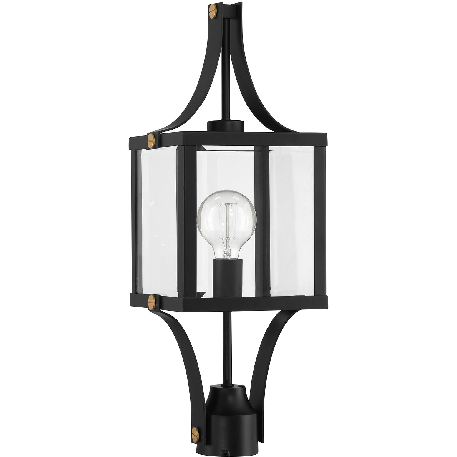 Raeburn 1 Light 23.5 inch Matte Black with Burnished Brass Accents Outdoor Post Lantern