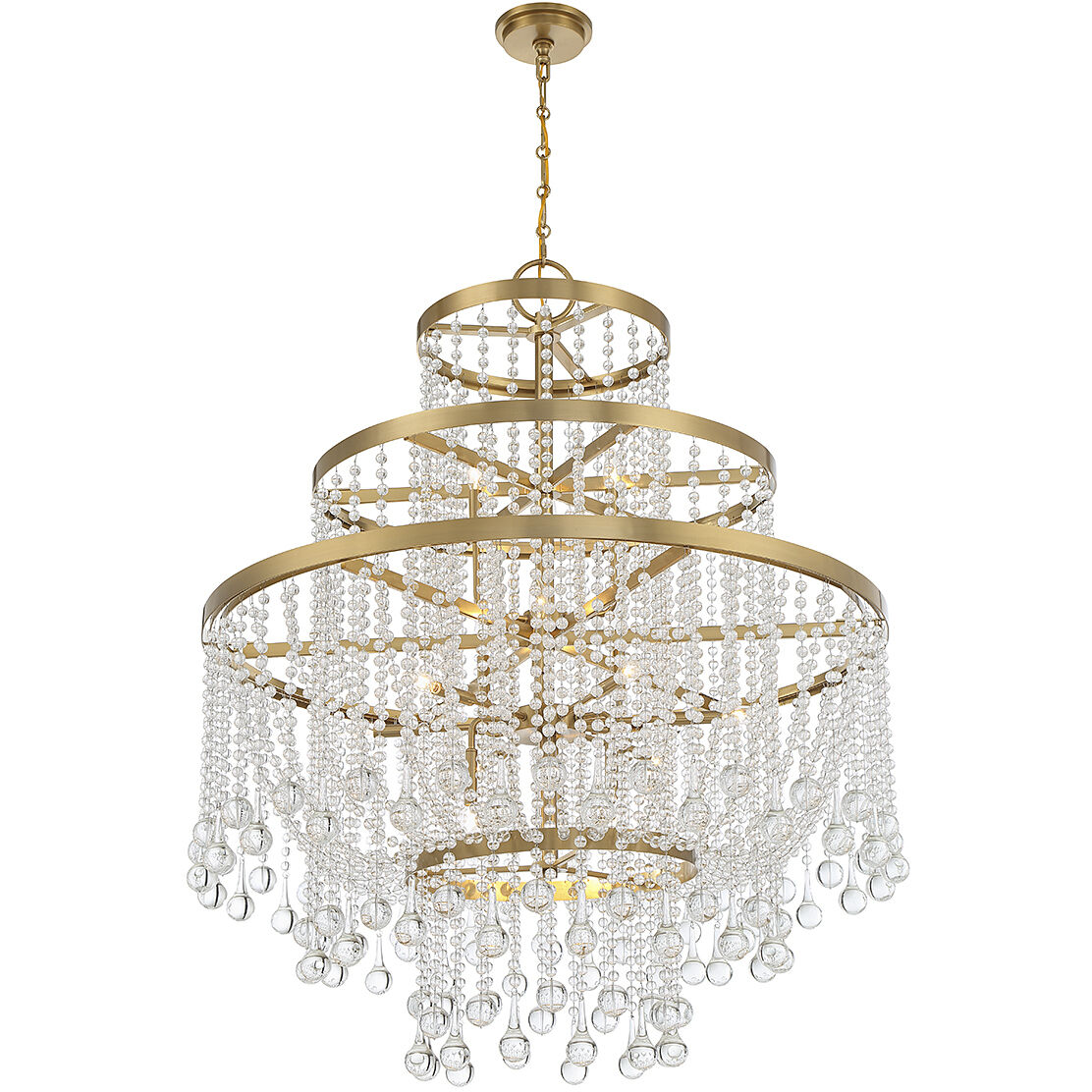 Luna 15 Light 45 inch Warm Brass Chandelier Ceiling Light