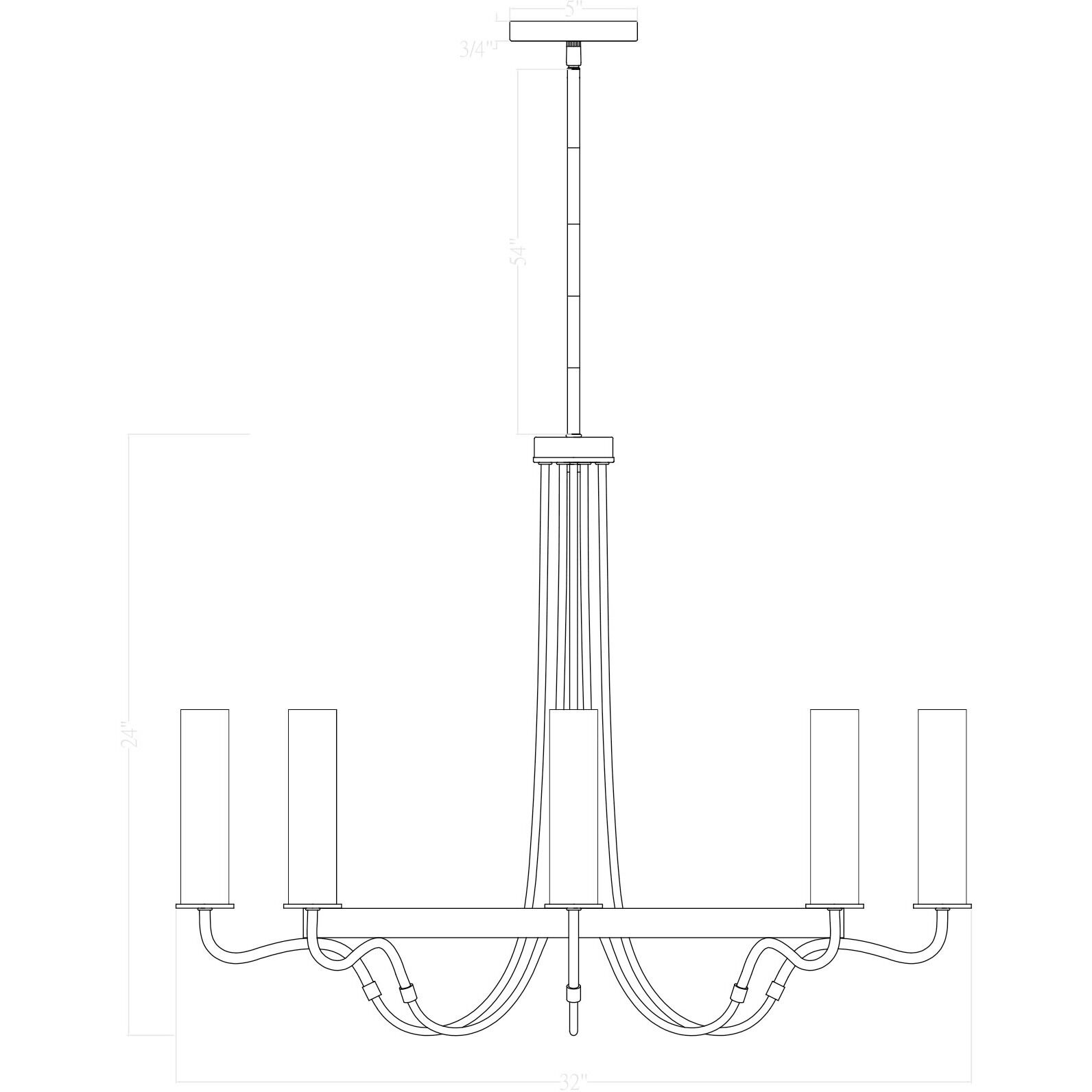 Kearney 8 Light 32 inch Vintage Black with Warm Brass Chandelier Ceiling Light