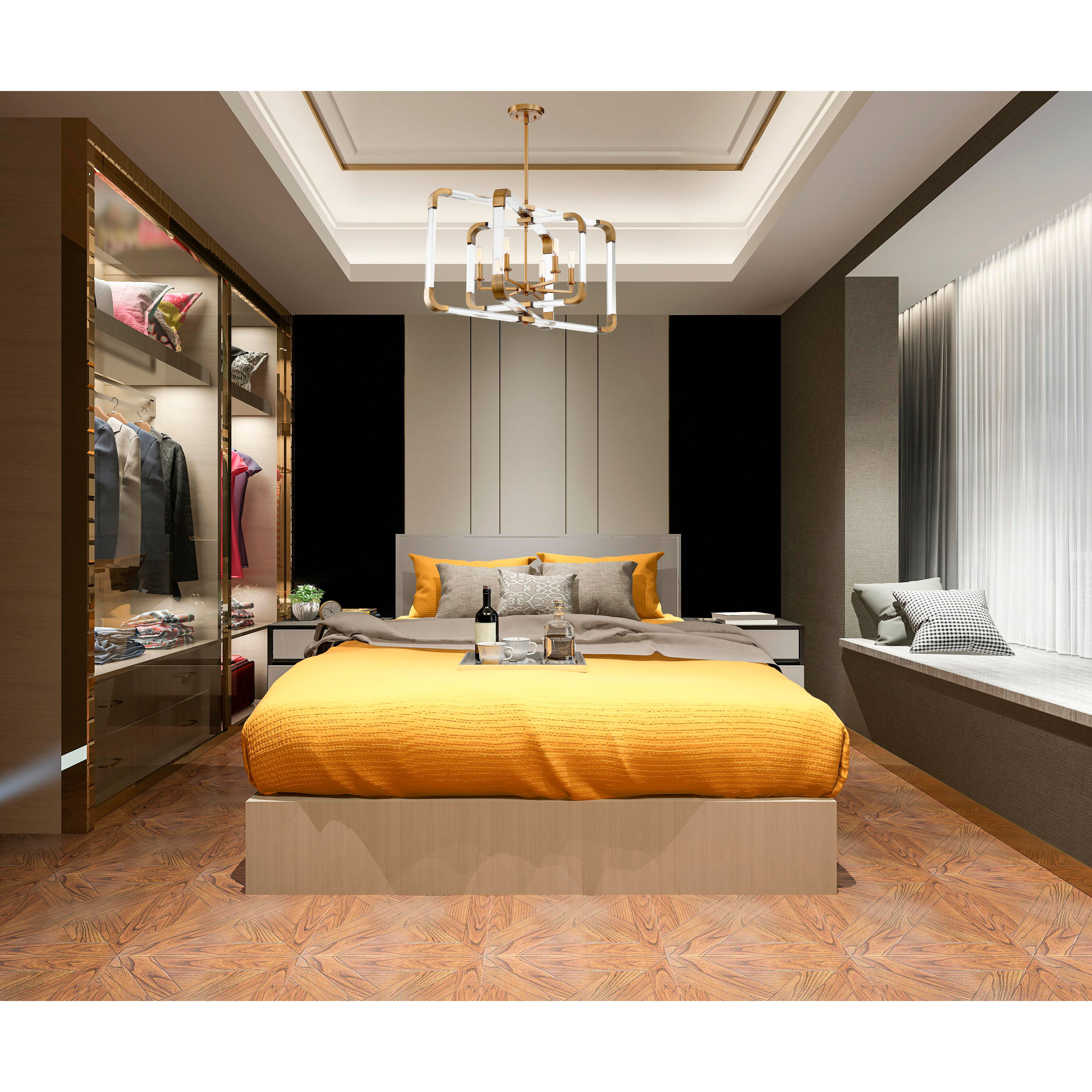 Rotterdam 6 Light 24.75 inch Warm Brass Pendant Ceiling Light, Essentials