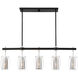 Dunbar 5 Light 40 inch Matte Black with Polished Chrome Accents Linear Chandelier Ceiling Light