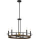 Icarus 6 Light 29 inch Burnished Brass with Walnut Chandelier Ceiling Light, Lighting One