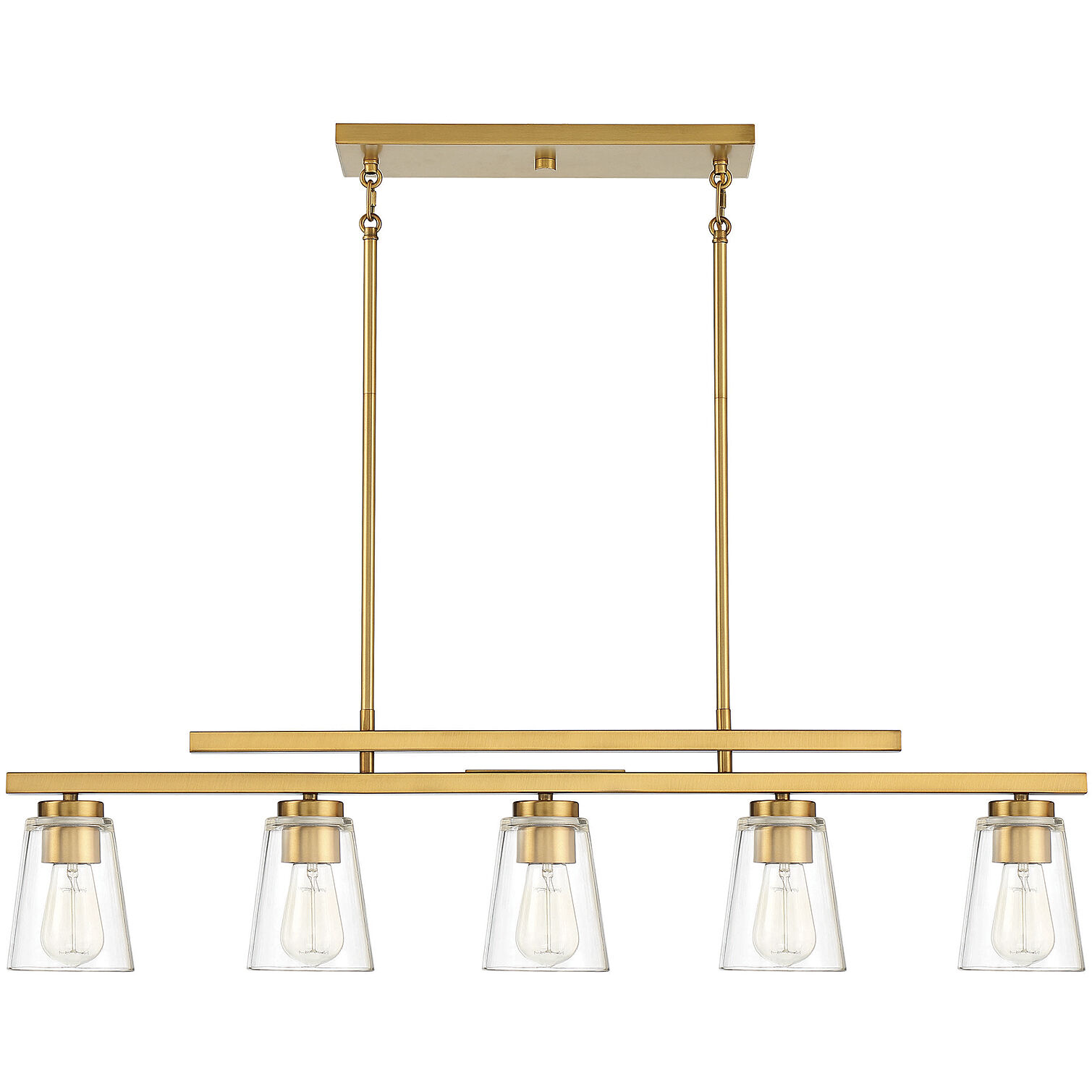 Calhoun 5 Light 40 inch Warm Brass Linear Chandelier Ceiling Light, Essentials