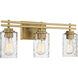 Baxter 3 Light 24 inch Warm Brass Bathroom Vanity Light Wall Light, Lighting One