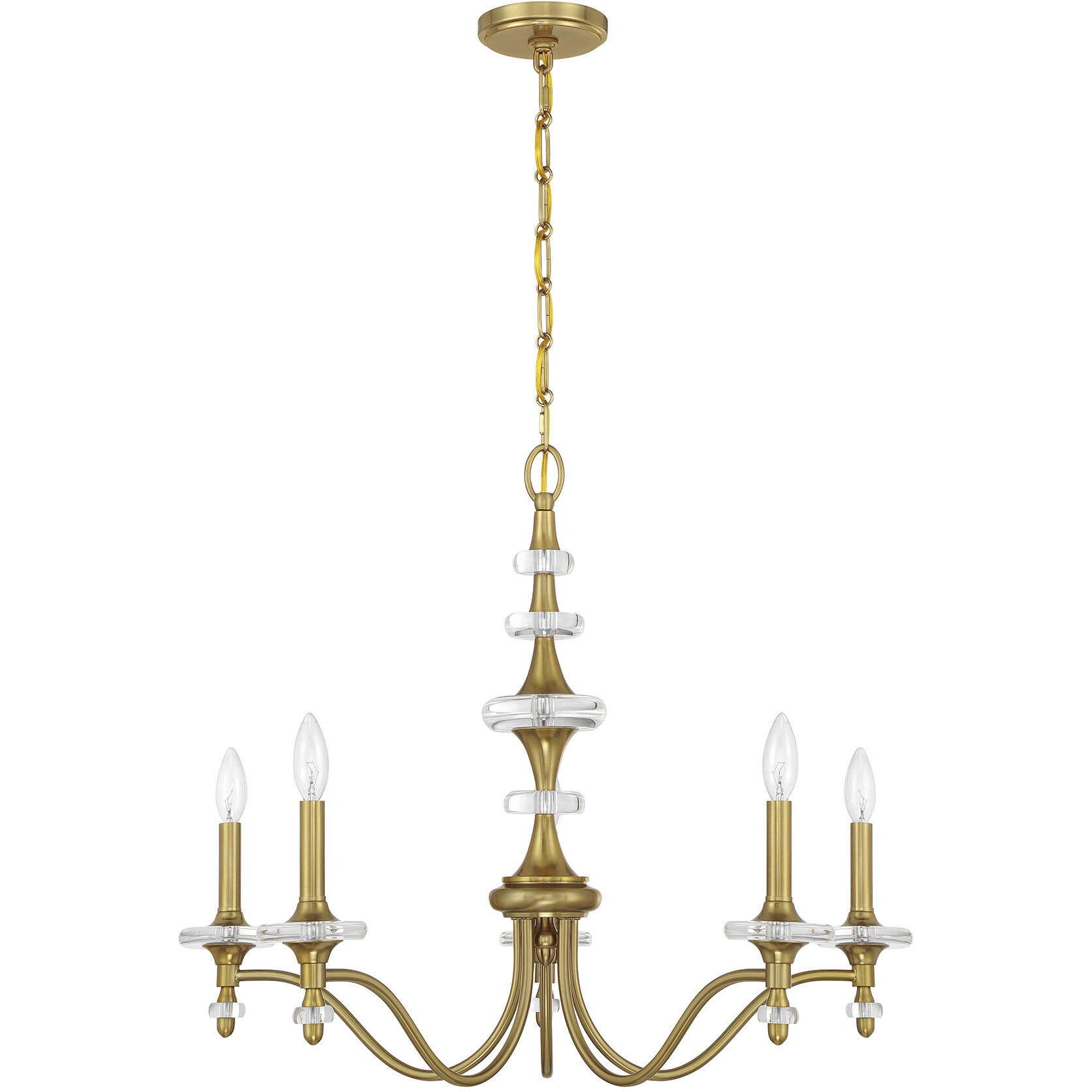 Champlain 5 Light 28 inch Warm Brass Chandelier Ceiling Light