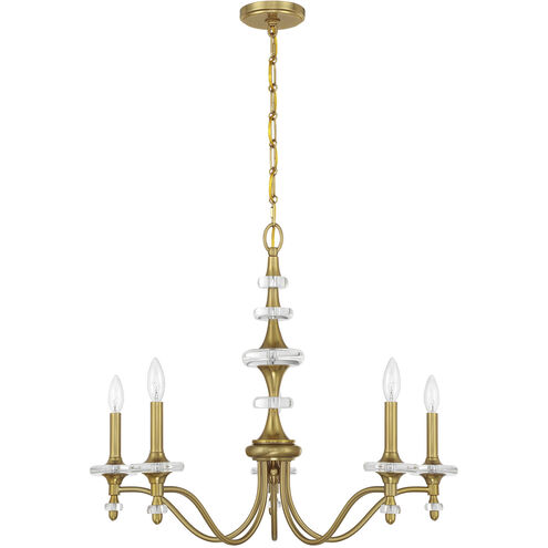 Champlain 5 Light 28 inch Warm Brass Chandelier Ceiling Light