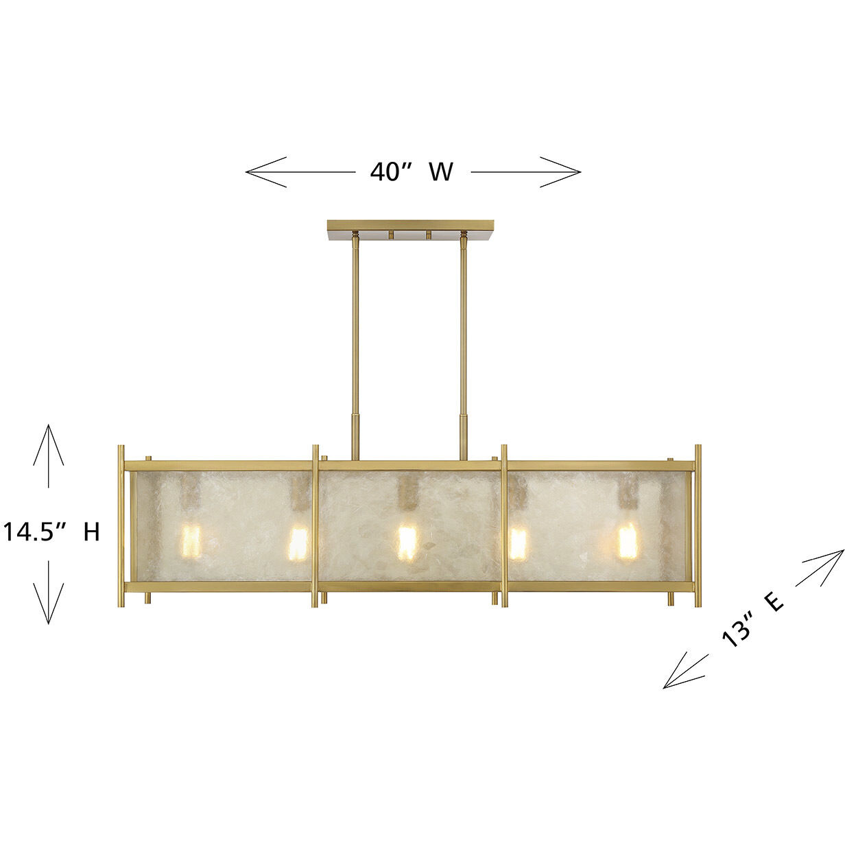 Jacobs 5 Light 40 inch Warm Brass Linear Chandelier Ceiling Light