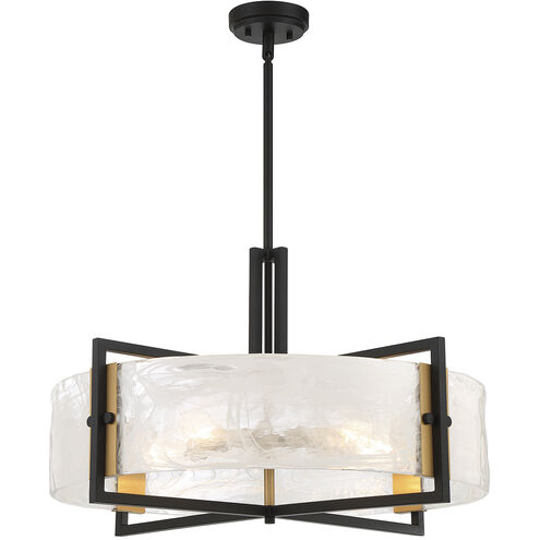 Hayward 5 Light 28 inch Matte Black with Warm Brass Accents Pendant Ceiling Light