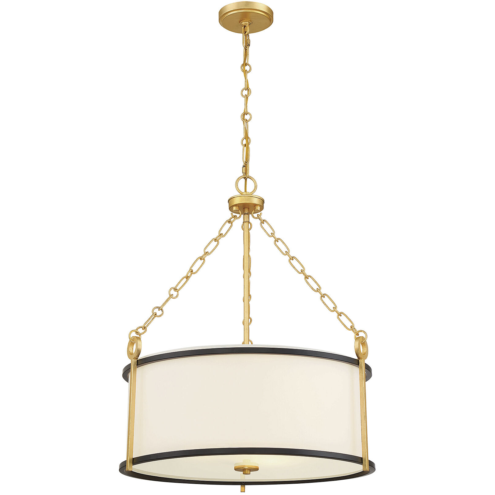 Kian 3 Light 22 inch Matte Black with True Gold Pendant Ceiling Light
