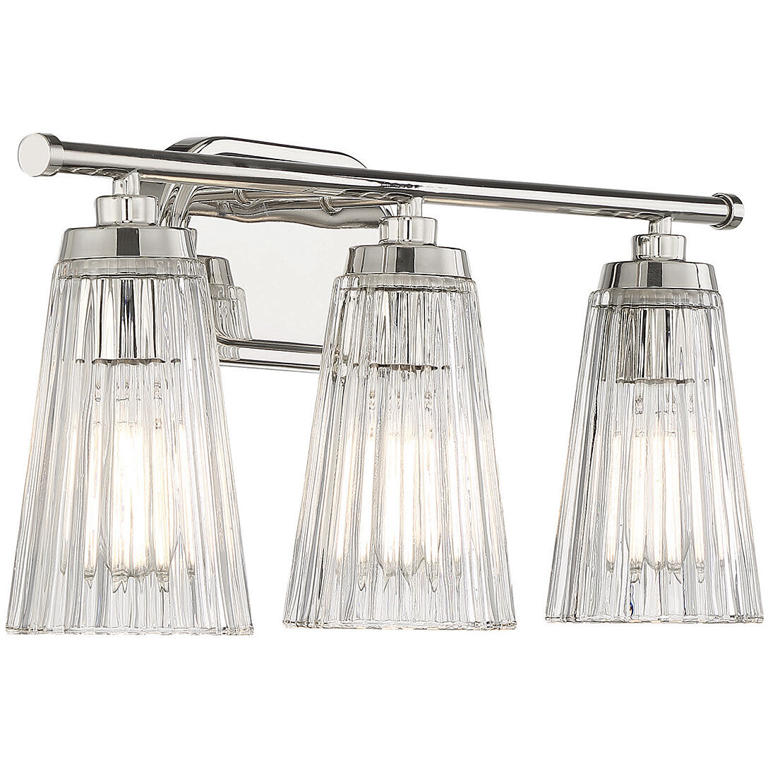 Chantilly 3 Light 22 inch Polished Nickel Bathroom Vanity Light Wall Light, Essentials