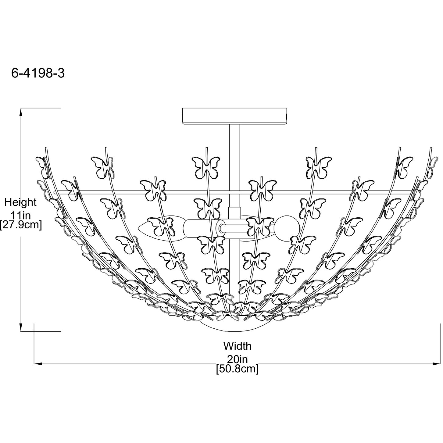Birch 3 Light 20 inch Bisque White Semi-Flush Ceiling Light