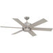 Velocity 60 inch Satin Nickel with Silver Blades Outdoor Ceiling Fan
