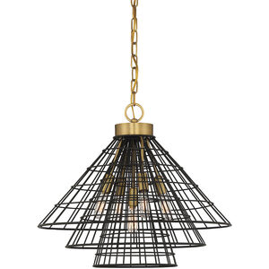 Lenox 5 Light 21 inch Black with Warm Brass Accents Pendant Ceiling Light in Matte Black with Warm Brass
