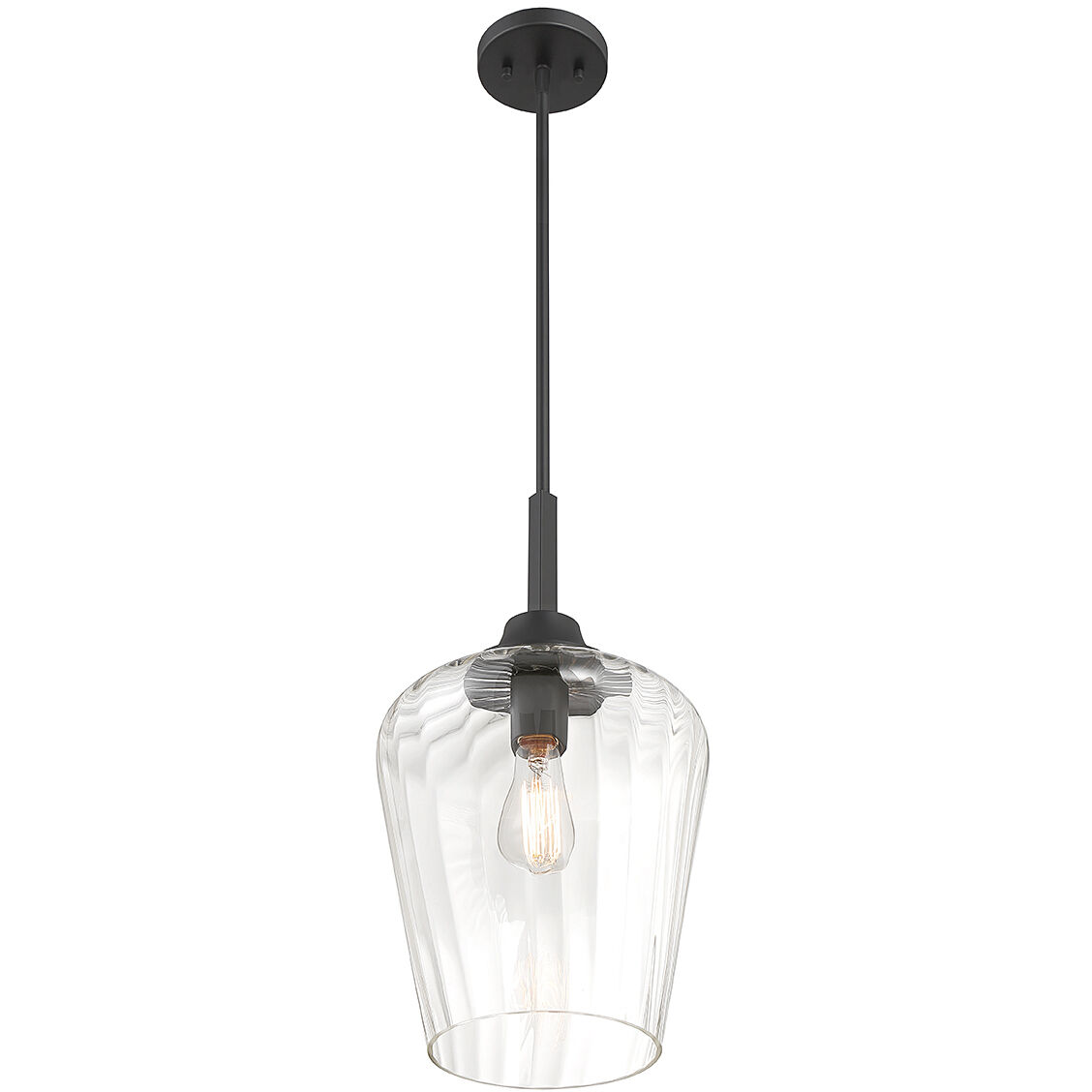 Carlton 1 Light 11 inch Matte Black Pendant Ceiling Light, Essentials