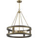 Lakefield 4 Light 26 inch Burnished Brass with Walnut Pendant Ceiling Light