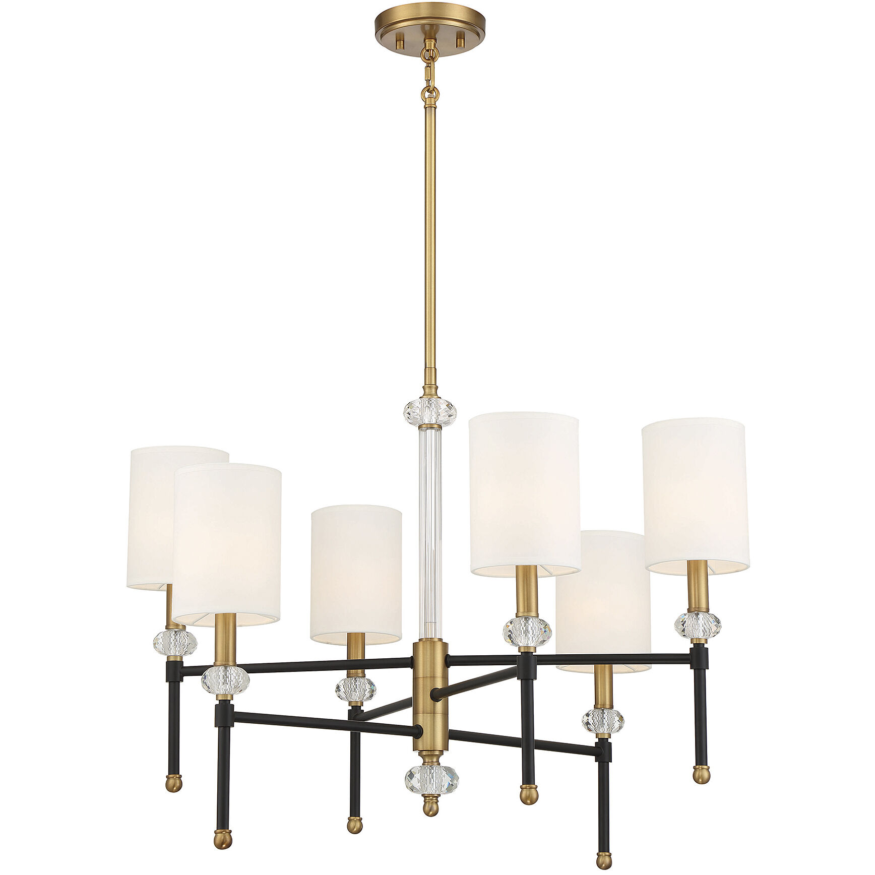 Tivoli 6 Light 28 inch Black with Warm Brass Accents Chandelier Ceiling Light