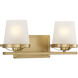 Klein 2 Light 15.5 inch Warm Brass Bathroom Vanity Light Wall Light, Lighting One