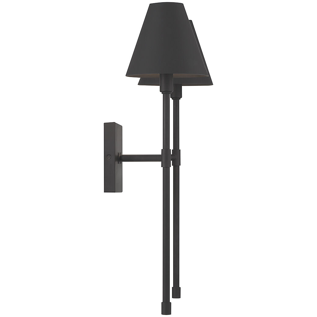 Jefferson 2 Light 16 inch Matte Black Wall Sconce Wall Light