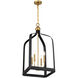 Sheffield 4 Light 15 inch Black with Warm Brass Accents Pendant Ceiling Light