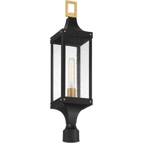 Glendale 1 Light 28 inch Matte Black with Burnished Brass Accents Outdoor Post Lantern