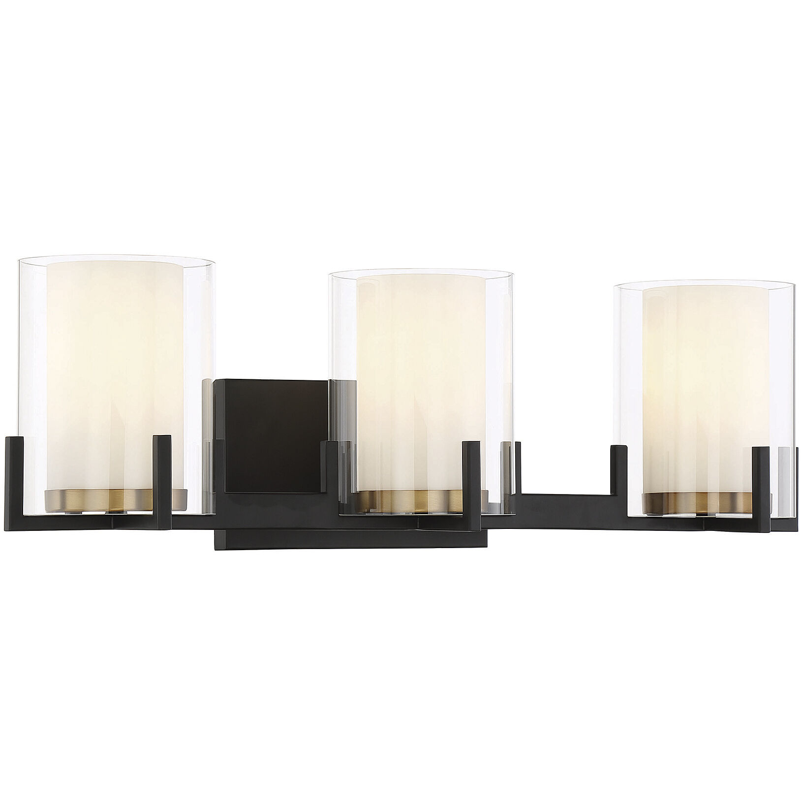 Eaton 3 Light 24 inch Black with Warm Brass Accents Bathroom Vanity Light Wall Light
