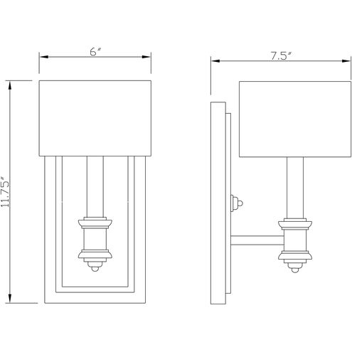 Caracas 1 Light 6 inch Argentum Wall Sconce Wall Light