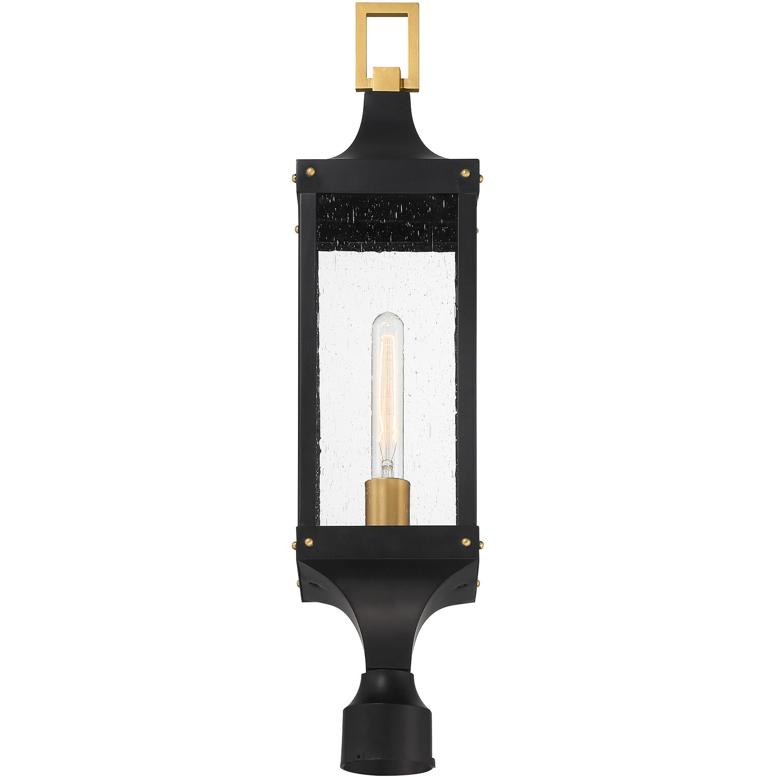 Glendale 1 Light 28 inch Matte Black with Burnished Brass Accents Outdoor Post Lantern