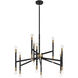 Rossi 18 Light 32 inch Matte Black with Warm Brass Chandelier Ceiling Light