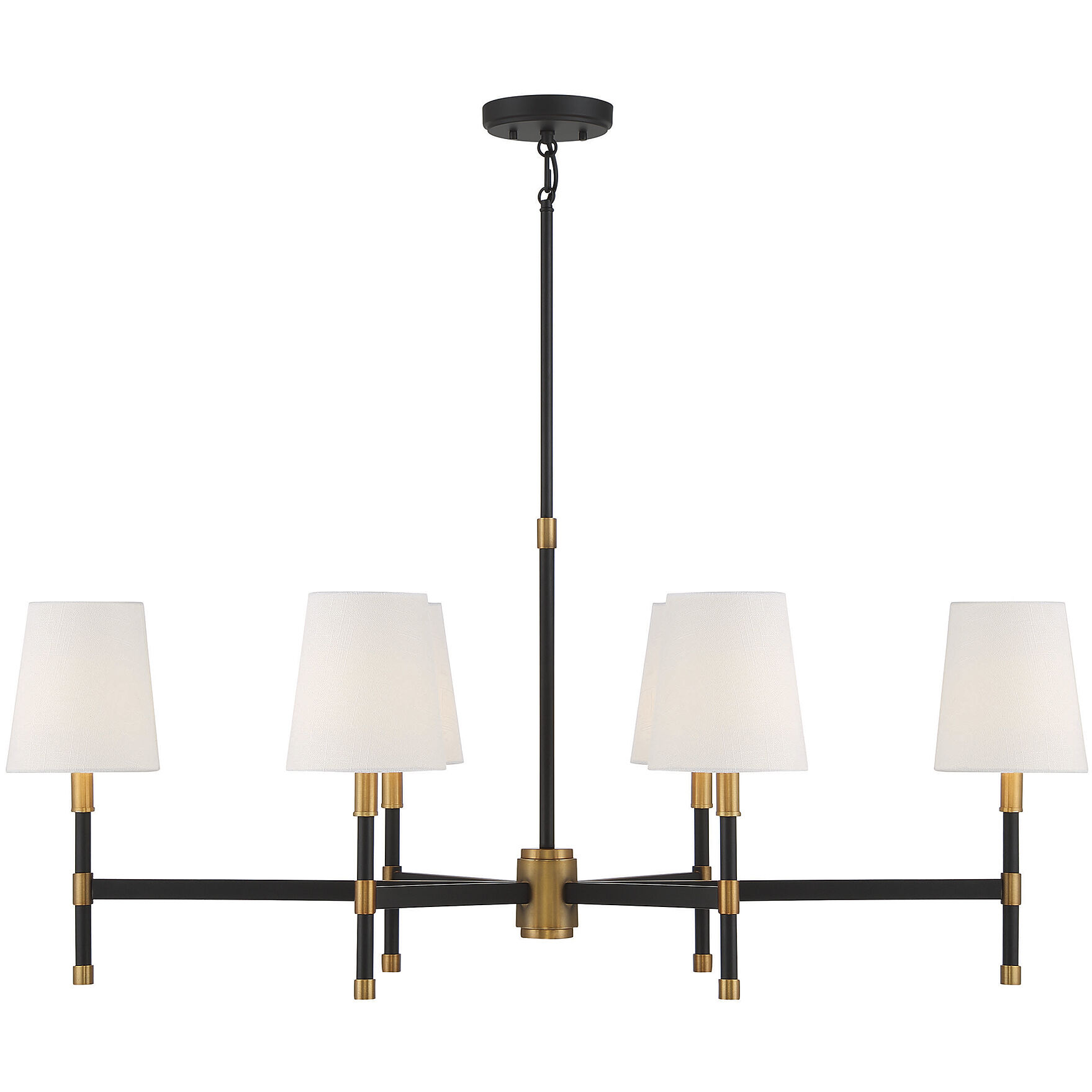Brody 6 Light 41 inch Black with Warm Brass Accents Linear Chandelier Ceiling Light, Essentials