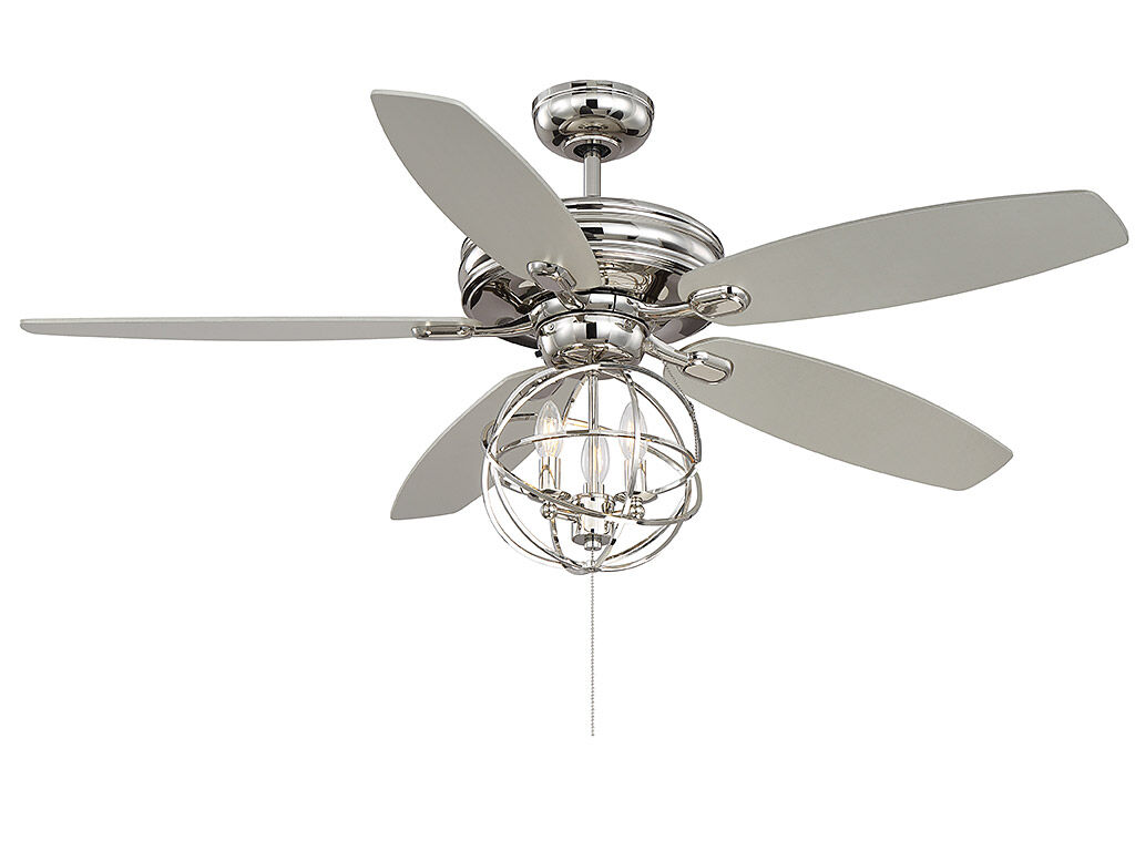 North LED Polished Chrome Fan Light kit in Polished Nickel