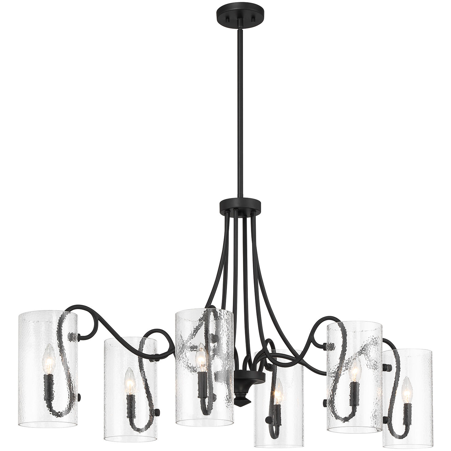 Calgary 6 Light 48 inch Matte Black Linear Chandelier Ceiling Light, Oval