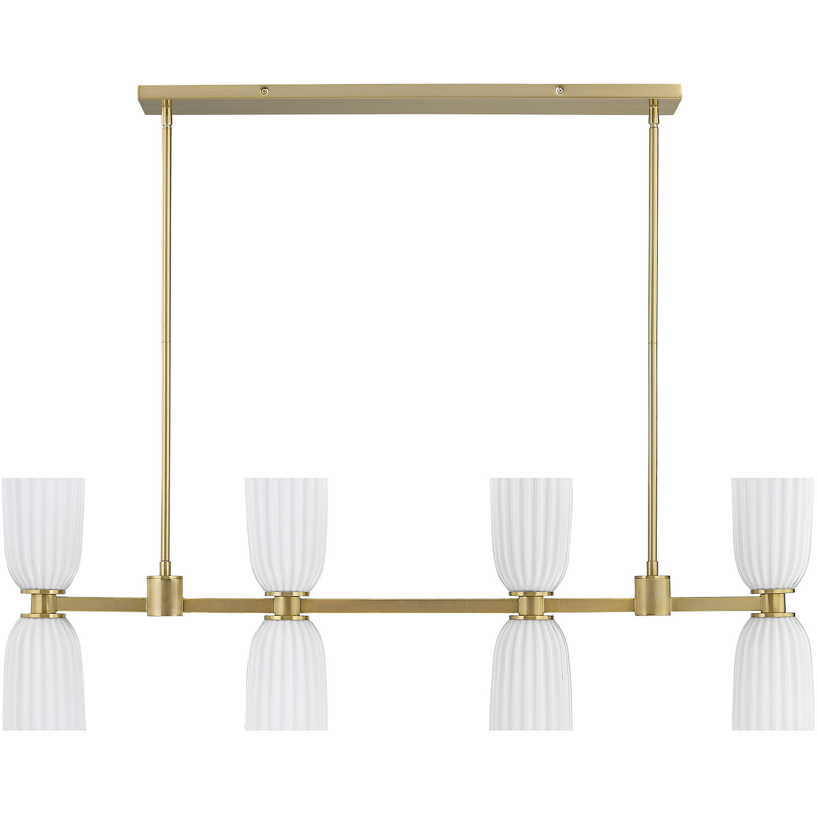 Baldwin 8 Light 44 inch Noble Brass Linear Chandelier Ceiling Light, Essentials