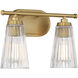 Chantilly 2 Light 14 inch Warm Brass Vanity Light Wall Light, Essentials