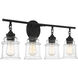 Fuller 4 Light 31.38 inch Matte Black Bathroom Vanity Light Wall Light, Lighting One