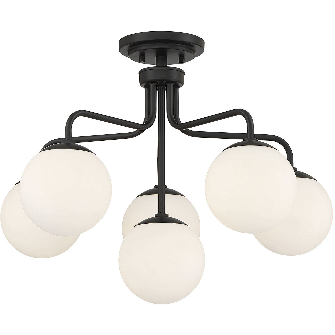 Marco 6 Light 24 inch Matte Black Semi-Flush Ceiling Light, Essentials