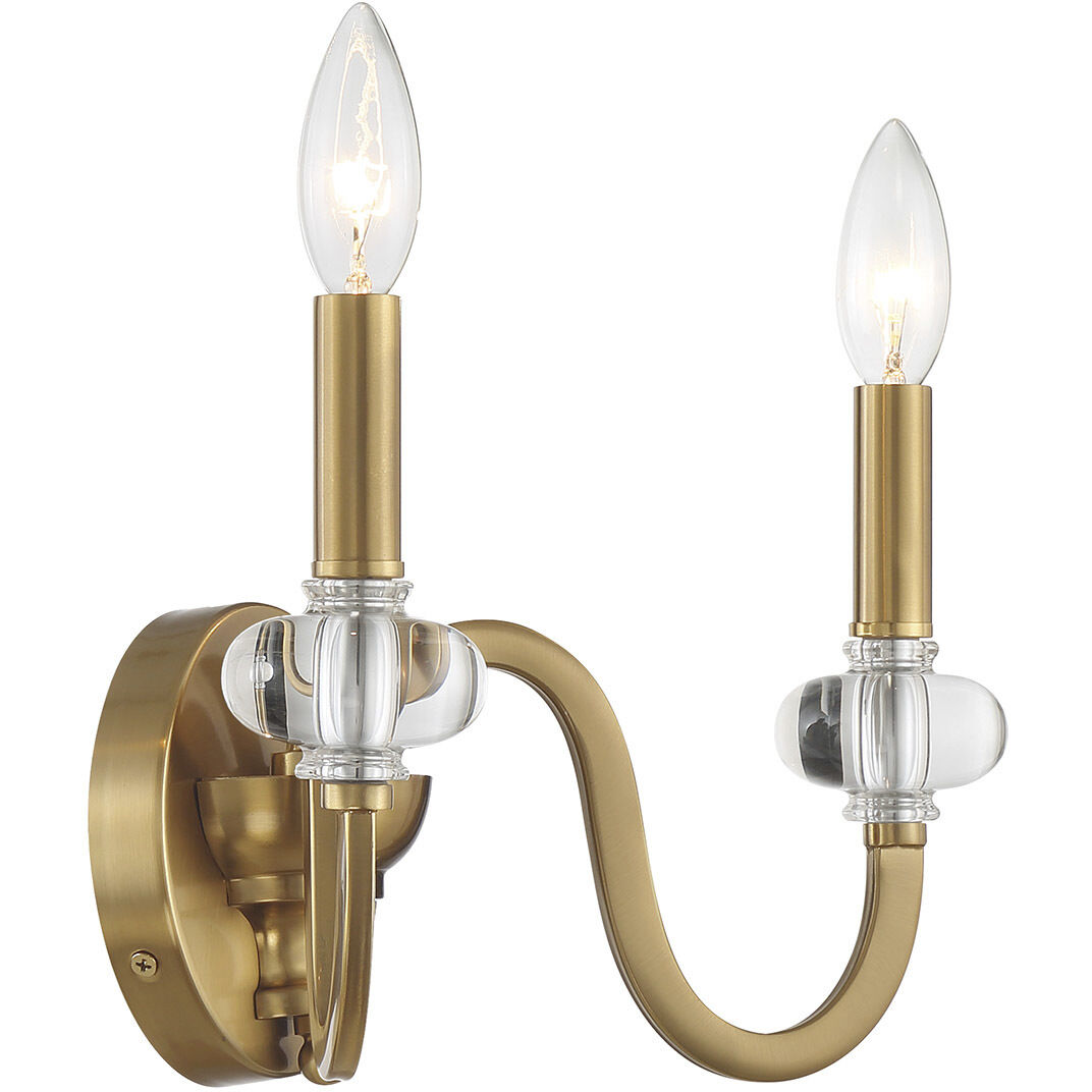 Bergdorf 2 Light 14 inch Warm Brass Sconce Wall Light
