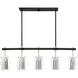Dunbar 5 Light 40 inch Matte Black with Polished Chrome Accents Linear Chandelier Ceiling Light