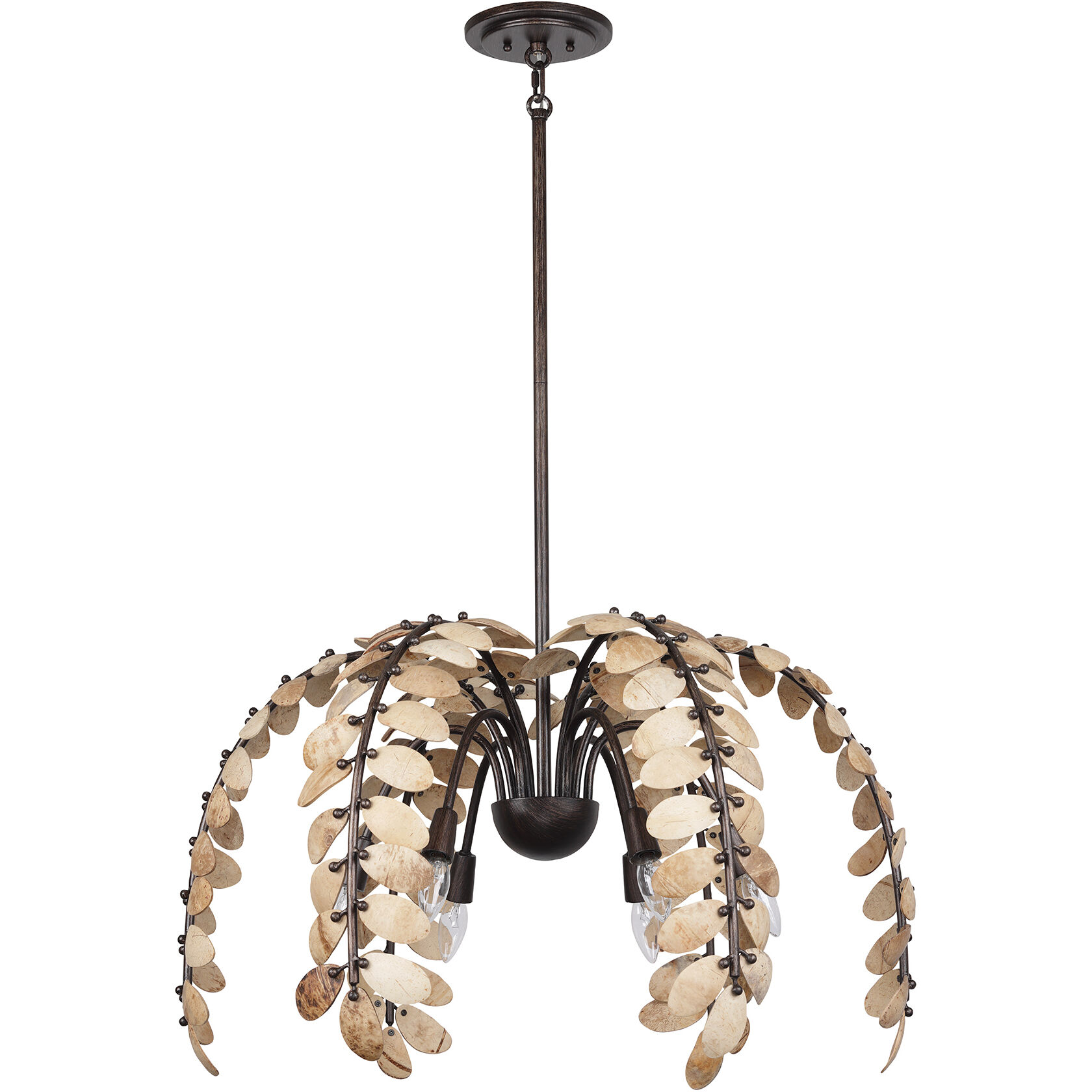 Savoy House 1 2579 6 26 Grecian 6 Light 30 inch Champagne Mist with Coconut Shell Chandelier Ceiling Light