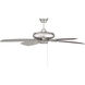 Mystique 52 inch Satin Nickel with Chestnut and Silver Blades Ceiling Fan