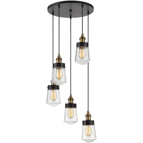Macauley 5 Light 17 inch Vintage Black/Warm Brass Chandelier Ceiling Light, Multi Point