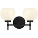 Hannah 2 Light 16 inch Matte Black Bathroom Vanity Light Wall Light, Lighting One
