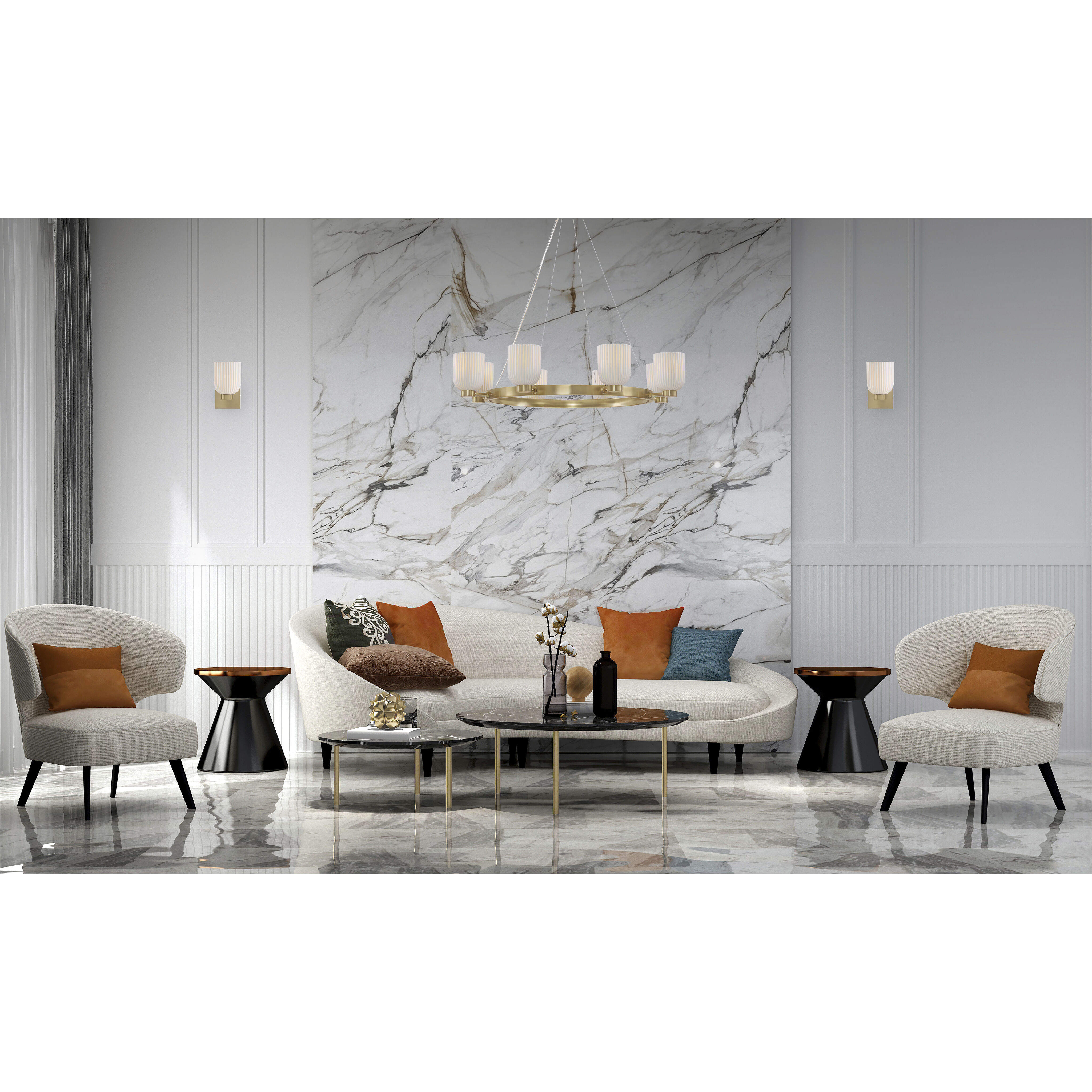 Isla Blanca 8 Light 40 inch Warm Brass Chandelier Ceiling Light