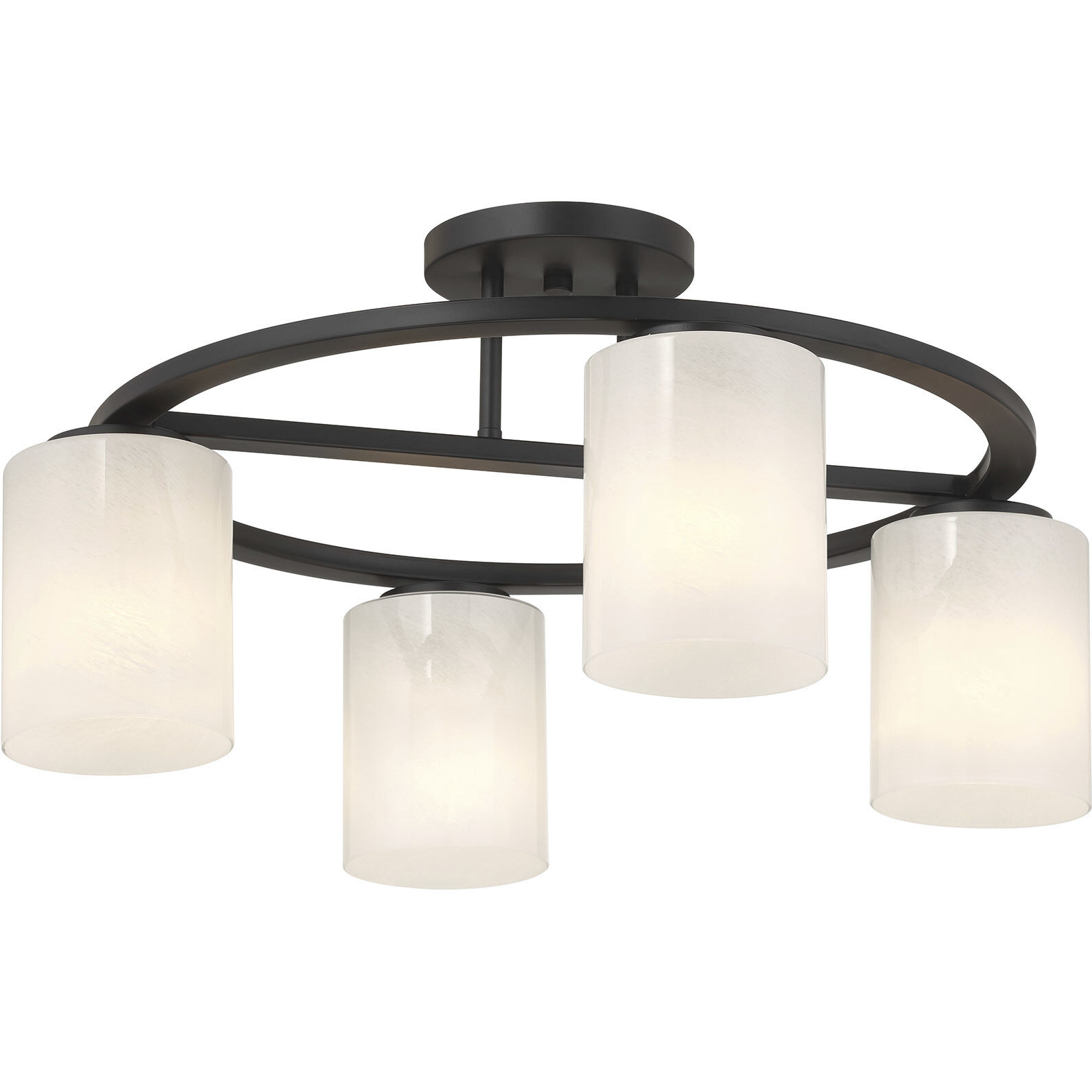 Herron 4 Light 24 inch Matte Black Semi-Flush Ceiling Light