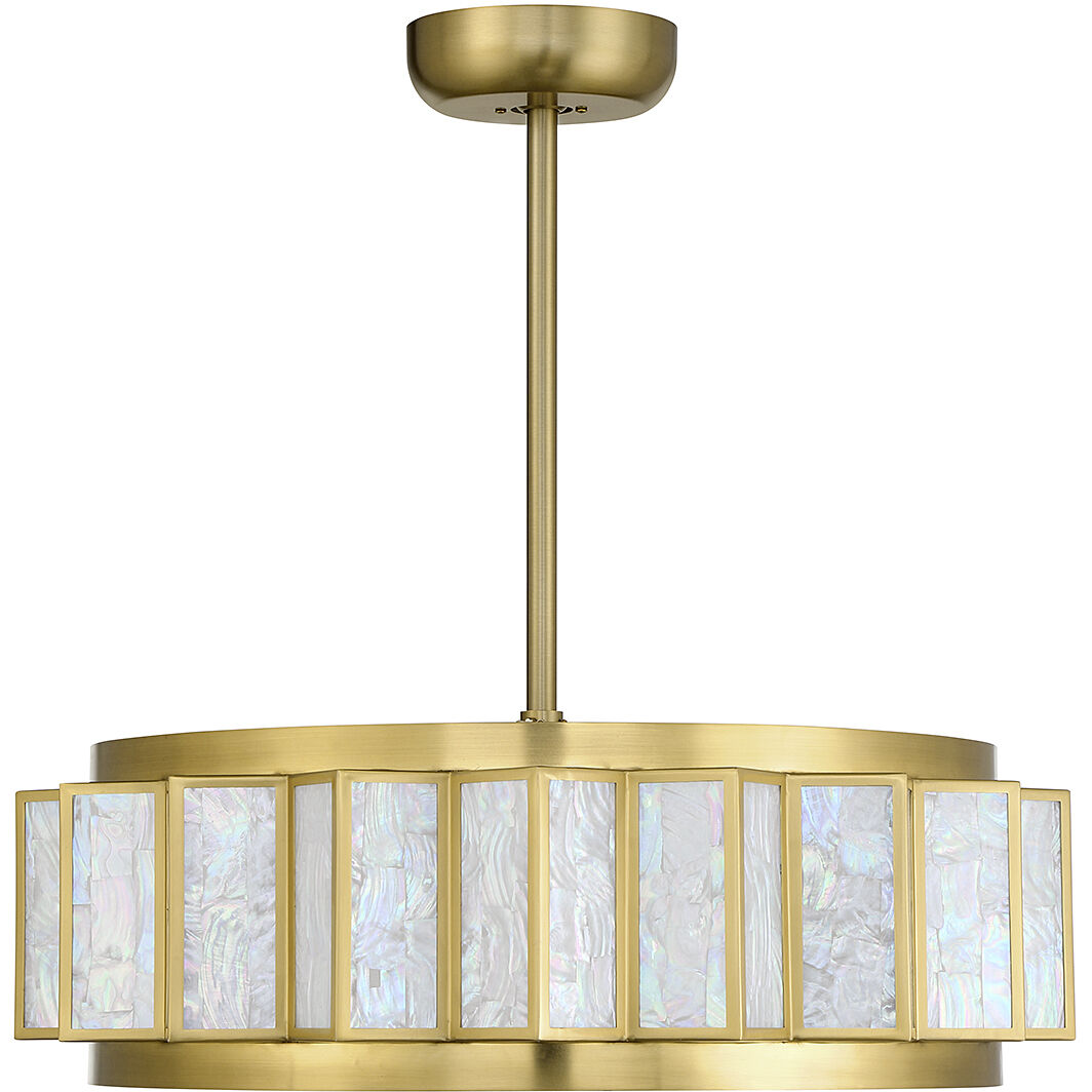 Gideon 14 inch Warm Brass with Gold Blades Fan D'Lier